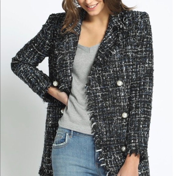Sans Souci Jackets & Blazers - NWOT TWEED JACKET WITH FAUX PEARL BUTTONS